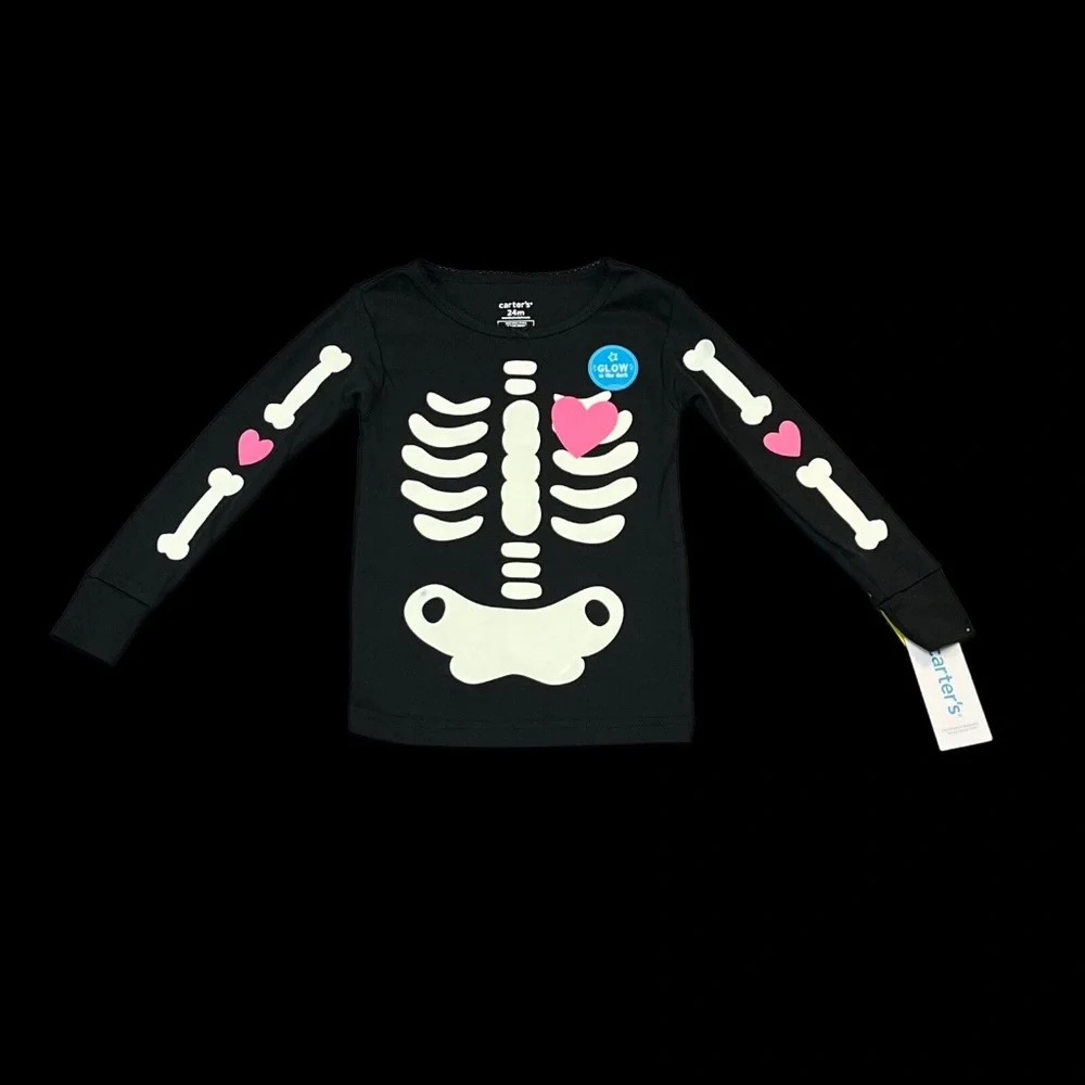 Carters Halloween Baby Infant Girls Skeleton Pajama Set Size 12-24‎ Months Black - Picture 12 of 12